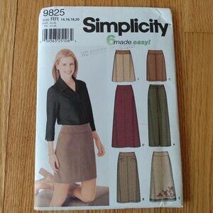 Plus Size 14-20 Skirt Sewing Pattern UNCUT A-Line Zipper Back Simplicity 9825